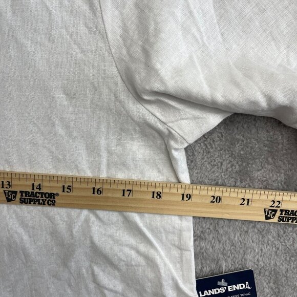 NEW Lands' End Women's S White Linen/Viscose Tunic Top 3/4 Sleeve Split Neck - Picture 4 of 10